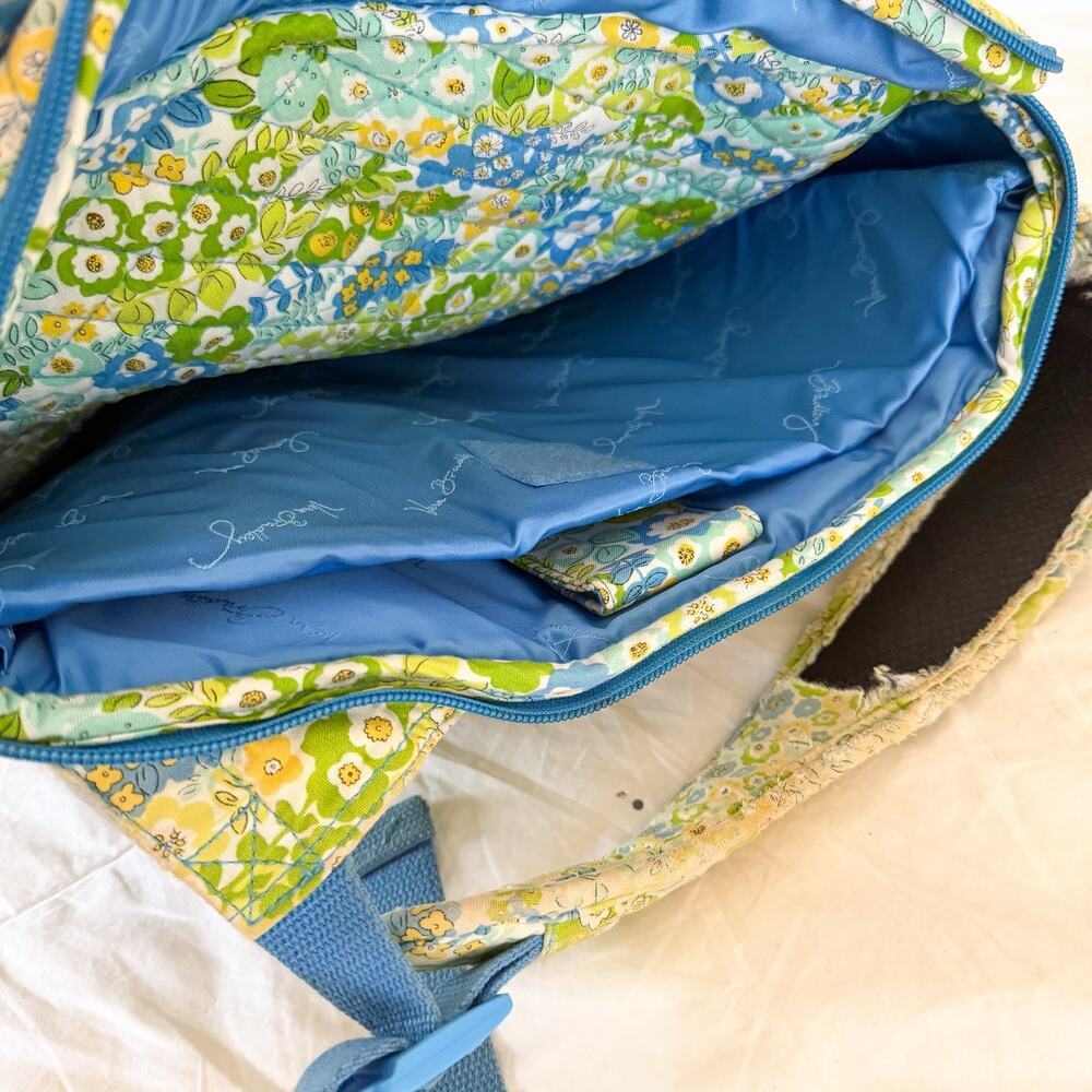 Vera Bradley Floral Laptop Backpack Blue Green Quilted School Travel Bag - Picture 4 of 9